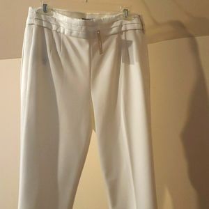NWT ivory jcrew satin stripped side zipper pants